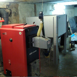 Kalvis 20 kW katla pārbūve ar PellasX Mini 26 kW granulu degli Berģos